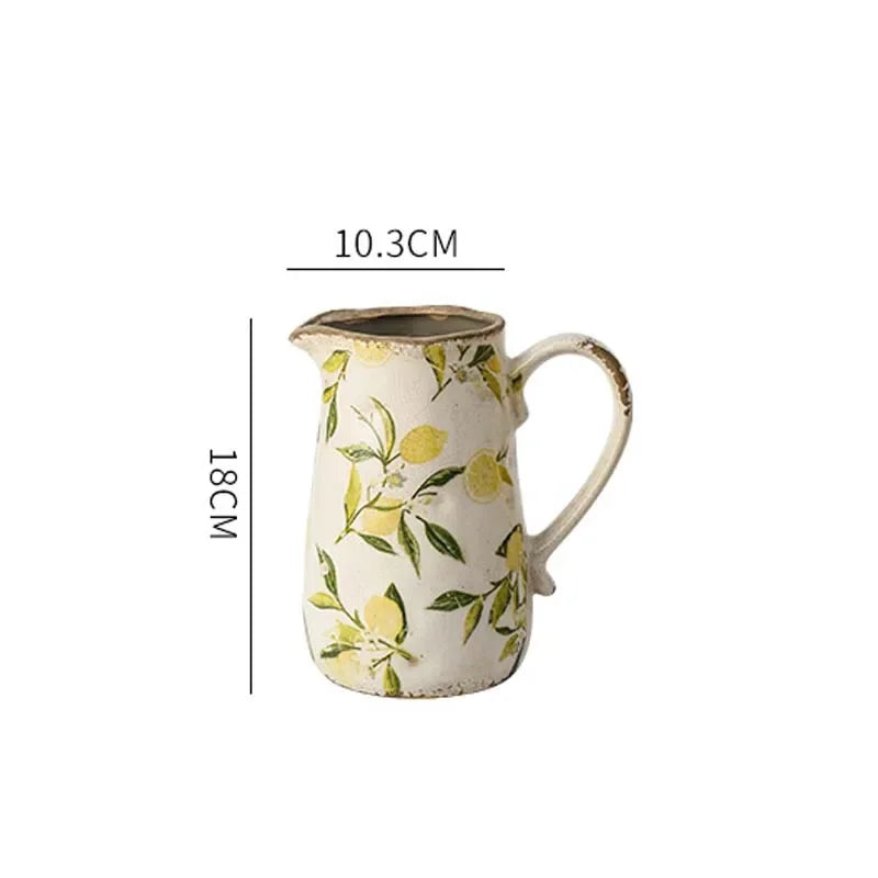 Vase Jug Pitcher Lemon Country Cottage
