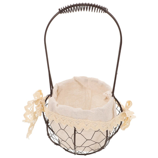 Round Wire Basket | Egg Vegetable Garden Storage | Home Kitchen Bathroom Office