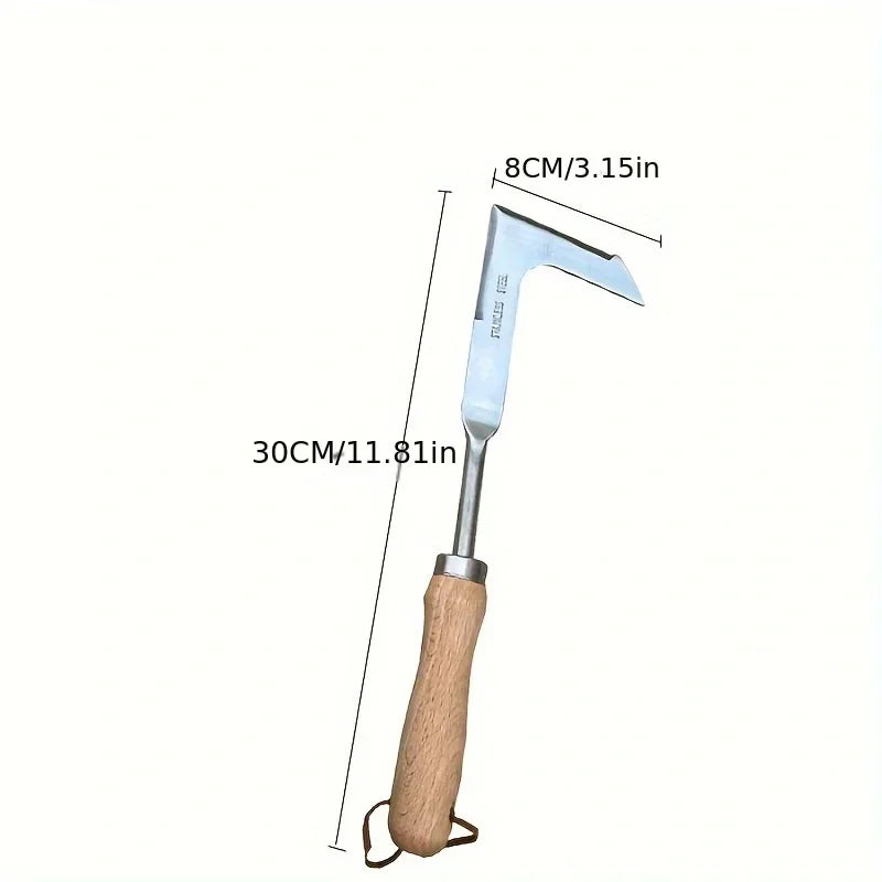 Garden Weeder Hand Tool - Stainless Steel Wood Handle