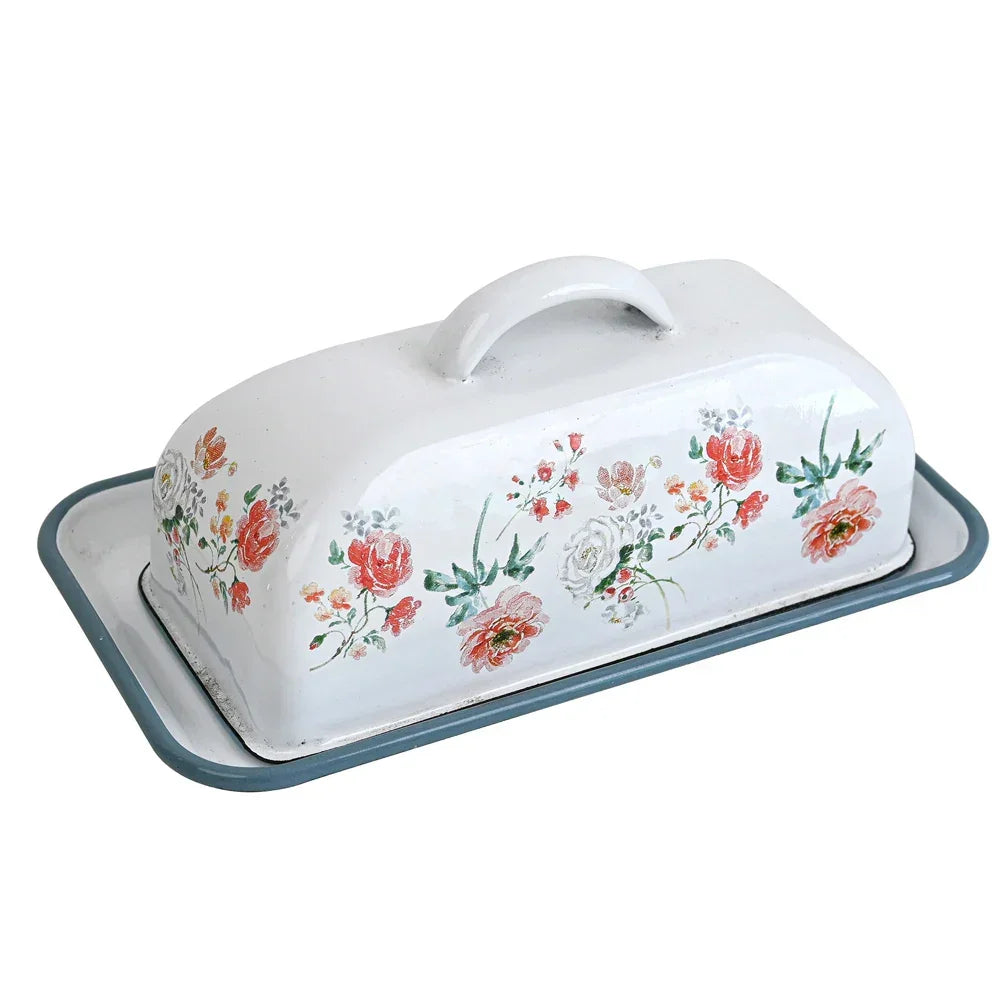 Butter Dish With Cover Applicable To Workbench Non-Damable Metal Container Retro Darmhouse Style Dishes - The Renmy Store Homewares & Gifts
