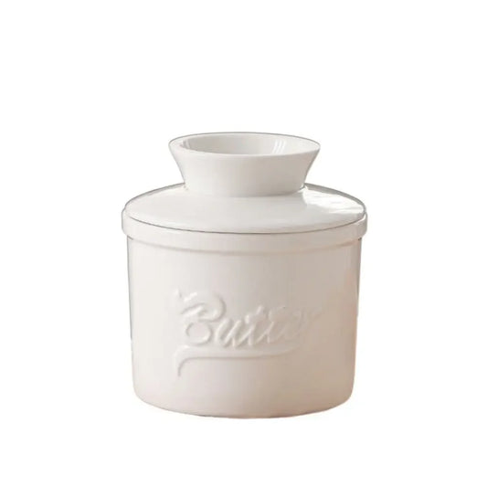 Butter Keeper Crock Retro Vintage White Ceramic Butter Cup