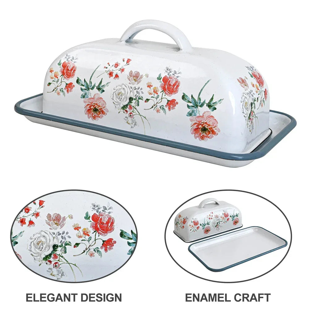 Butter Dish With Cover Applicable To Workbench Non-Damable Metal Container Retro Darmhouse Style Dishes - The Renmy Store Homewares & Gifts