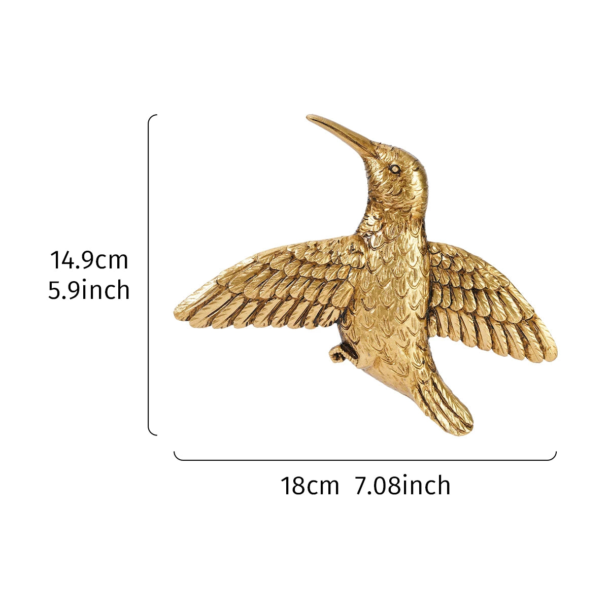 Golden Hummingbird Wall Hanging - Resin Bird Wall Decor