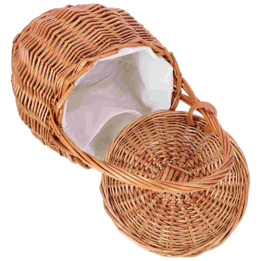 Basket with Lid Picnic Tall Rustic Wicker Shopping
