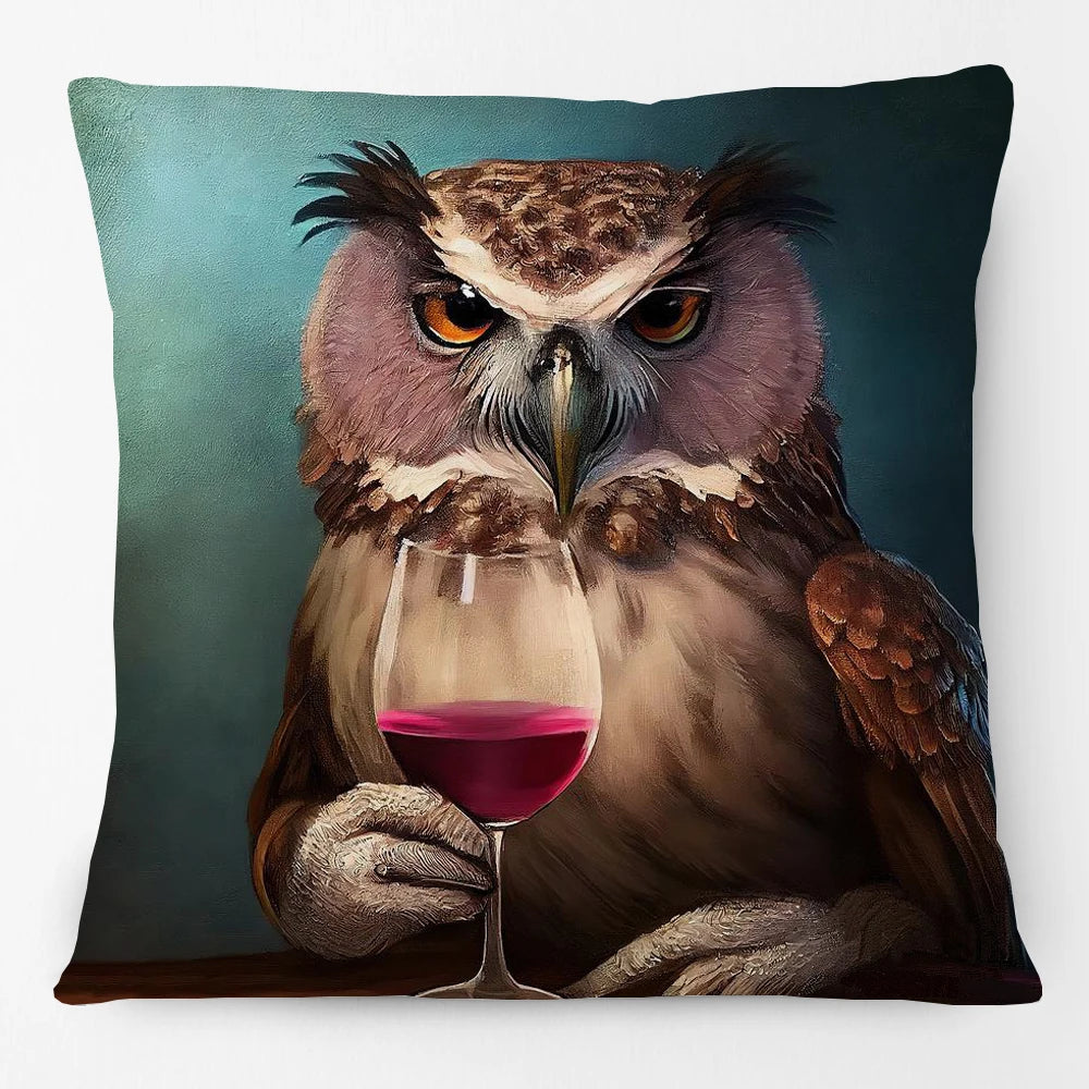 Cushion Cover Vintage Wine Bar Animal Print 45cm | Cheetah Kangaroo Donkey & More