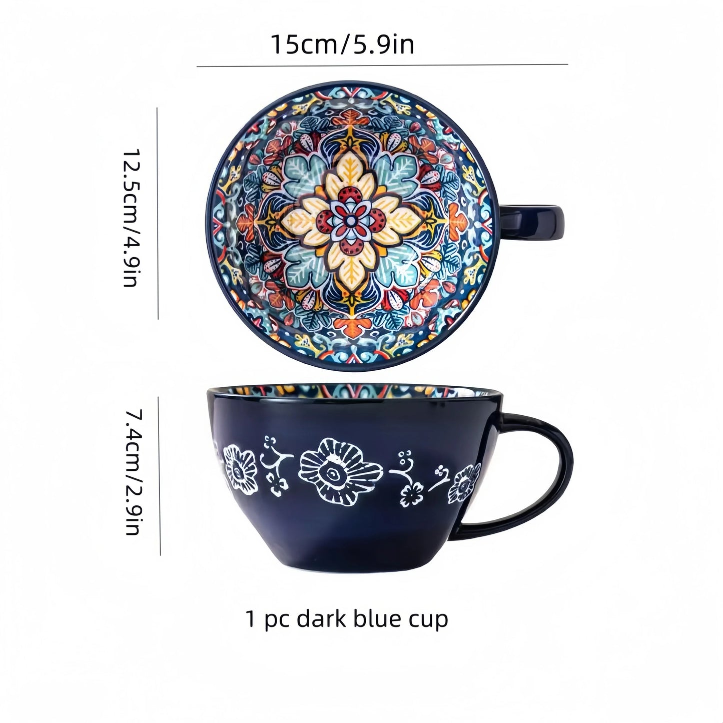 Cup Mug Colourful Hand Painted Bohemian - The Renmy Store Homewares & Gifts