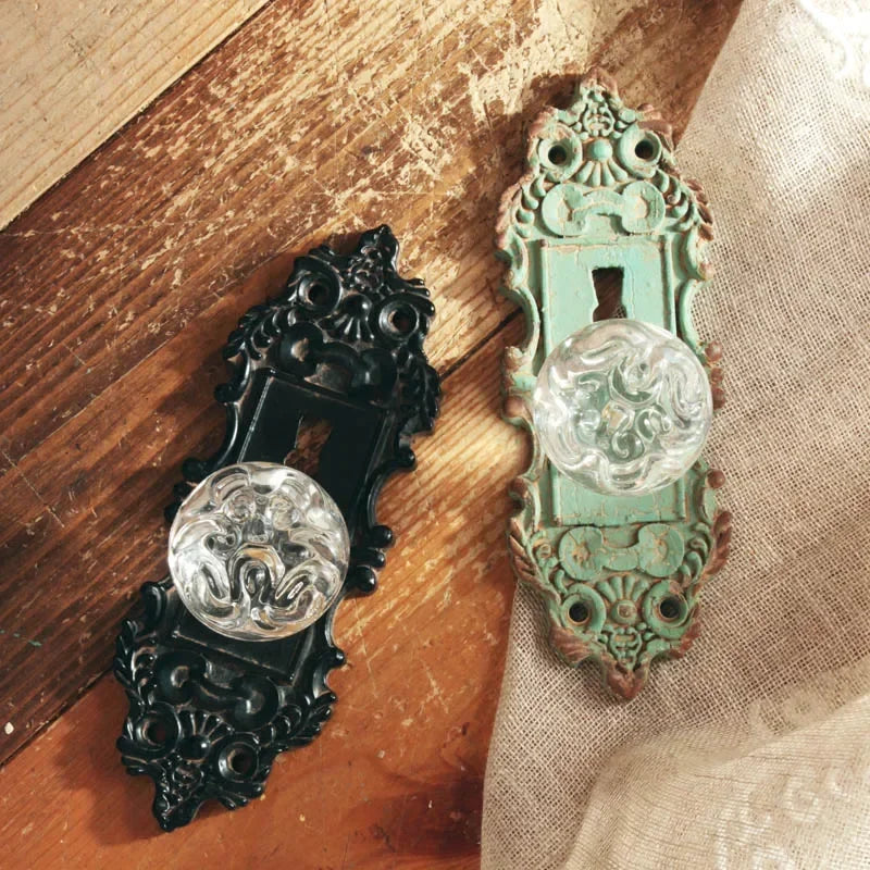 Door Hook Handles Vintage Black Green Metal