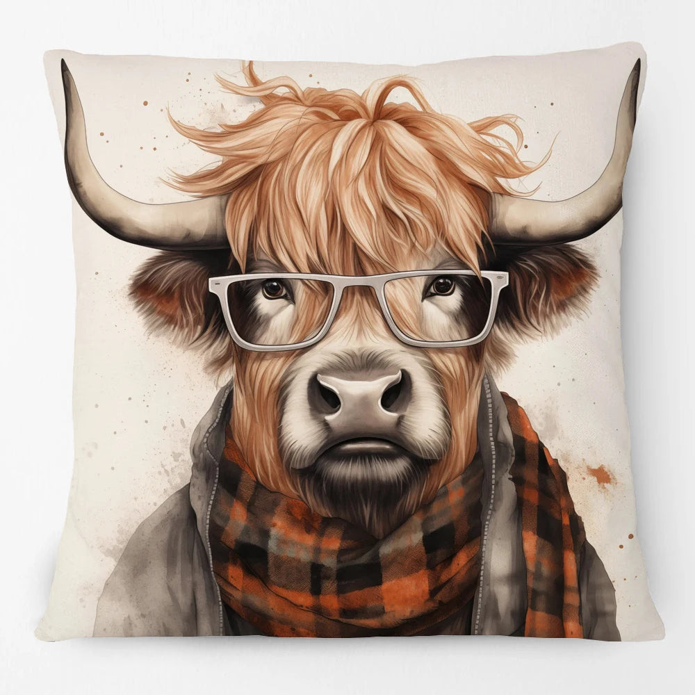Cushion Cover Funky Farm Vintage Animals | Fox Highland Cow Sheep Alpaca Goat Donkey Horse