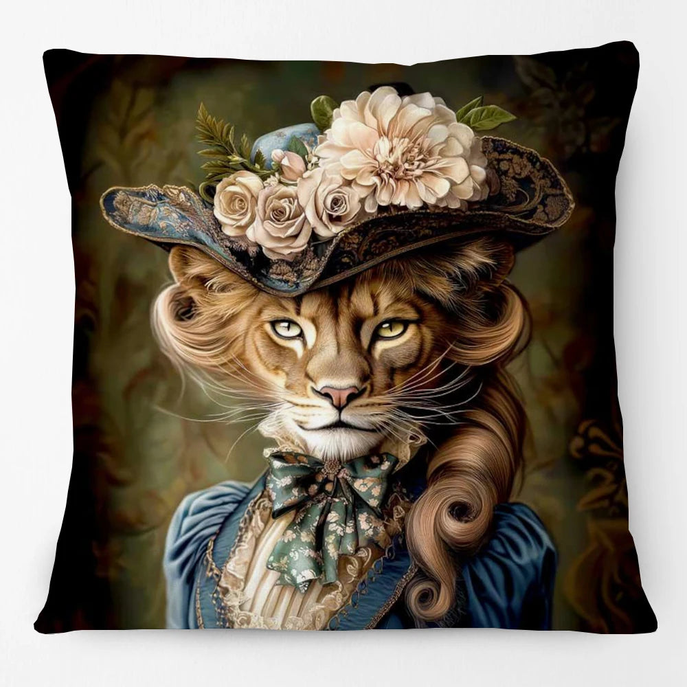 Animal Royalty Cushion Covers 45cm | Regal Animal Portraits & Vintage Style