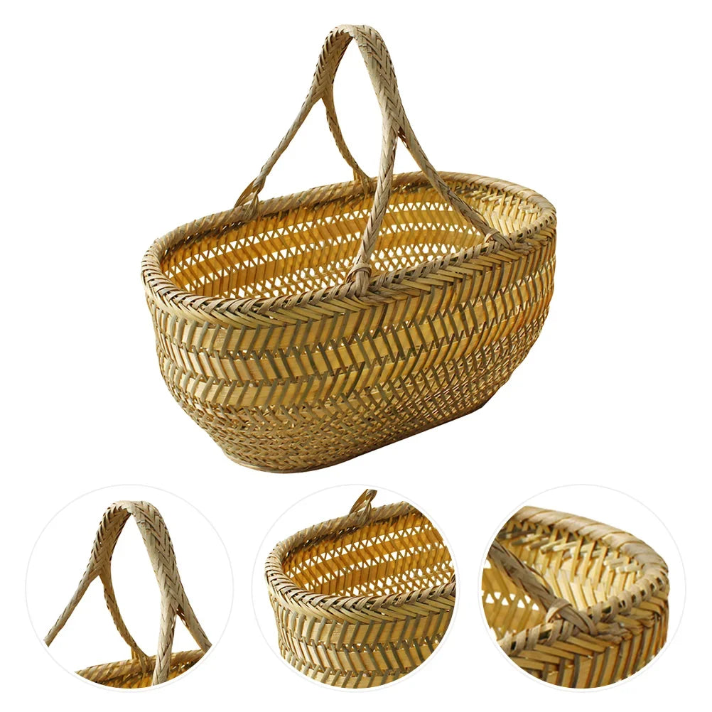 Basket Bamboo Garden Harvest Shopping