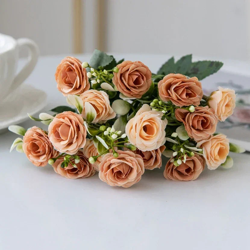 Rose 15 Bouquet Vase Decoration Artificial Flower