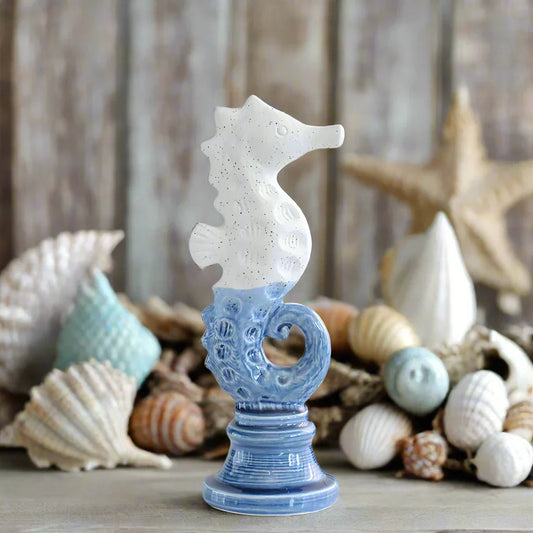 Seahorse Coastal Beach Ornament Blue White - The Renmy Store Homewares & Gifts