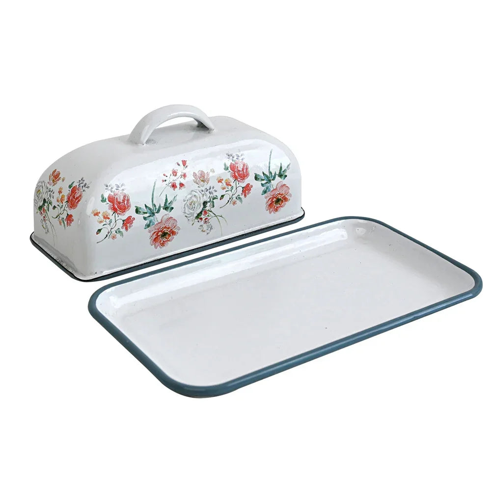 Butter Dish With Cover Applicable To Workbench Non-Damable Metal Container Retro Darmhouse Style Dishes - The Renmy Store Homewares & Gifts