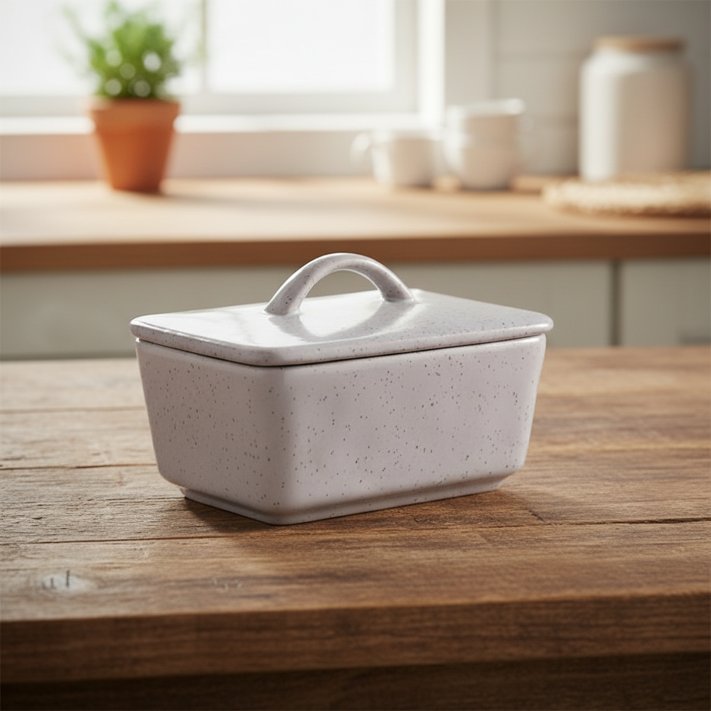 Butter Storage Container Natural Stone approximately 14.5cm x 10.2cm x 6.5cm