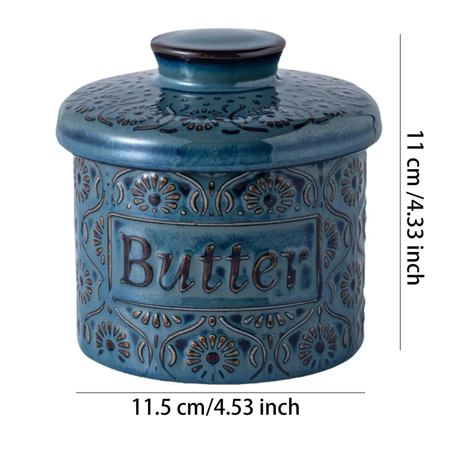 Butter Crock Storage Vintage Blue - The Renmy Store Homewares & Gifts