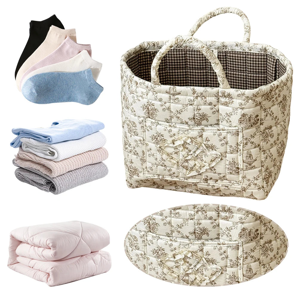 Fabric Storage Basket with Handles - Laundry Hamper