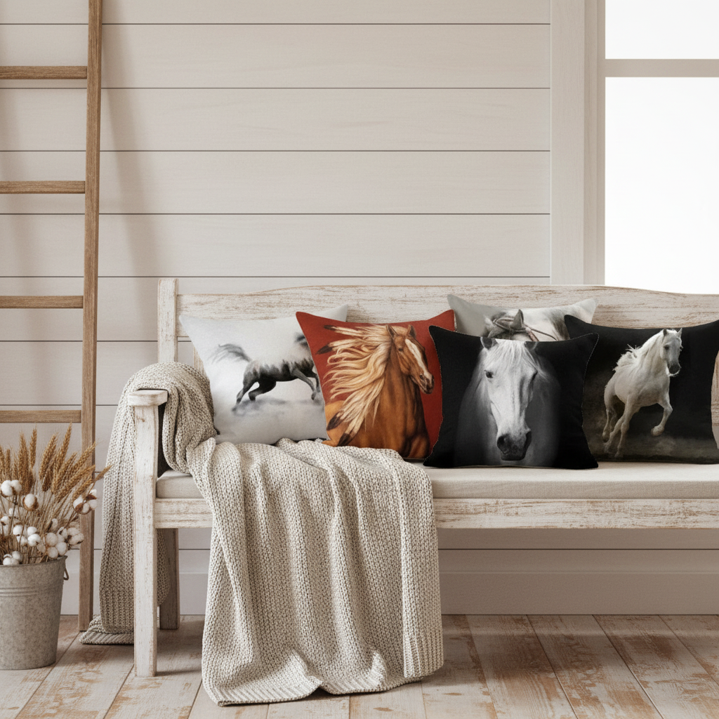 Cushion Cover Horse & Equestrian - Country Farmhouse Style