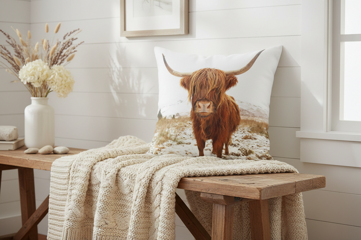 Cushion Cover Highland Cow Range - Multiple Sizes Available