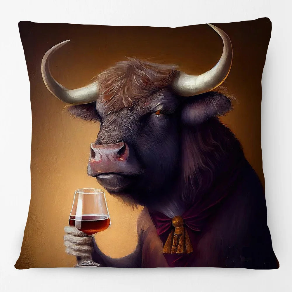 Cushion Cover Vintage Wine Bar Animal Print 45cm | Cheetah Kangaroo Donkey & More
