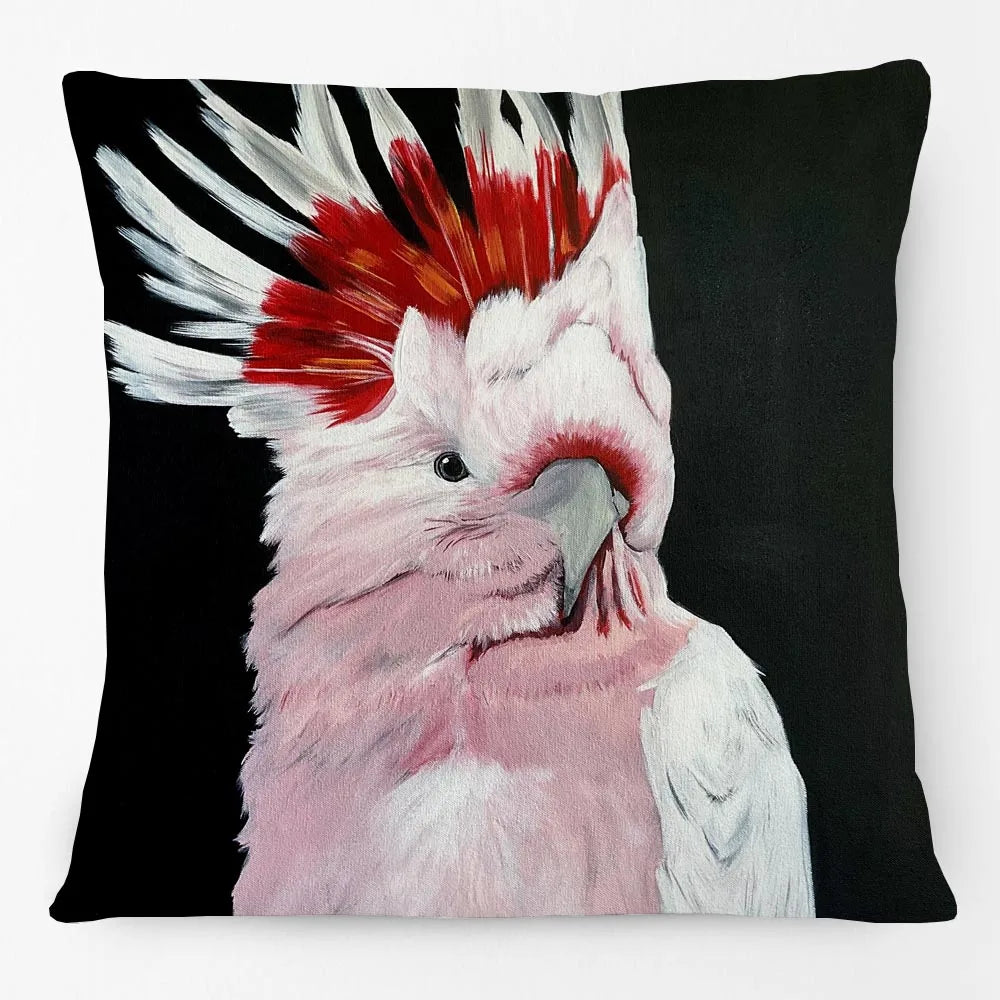 Australian Bird Cushion Cover | Cockatoo Galah Linen 45cm