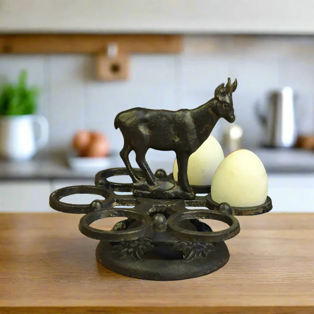 Rust Brown Cast Iron Horse Shape Egg Holder Stand Holds 6 Eggs Stylish Kitchen Craft for Home Living Room Decor Perfect Holiday - The Renmy Store Homewares & Gifts