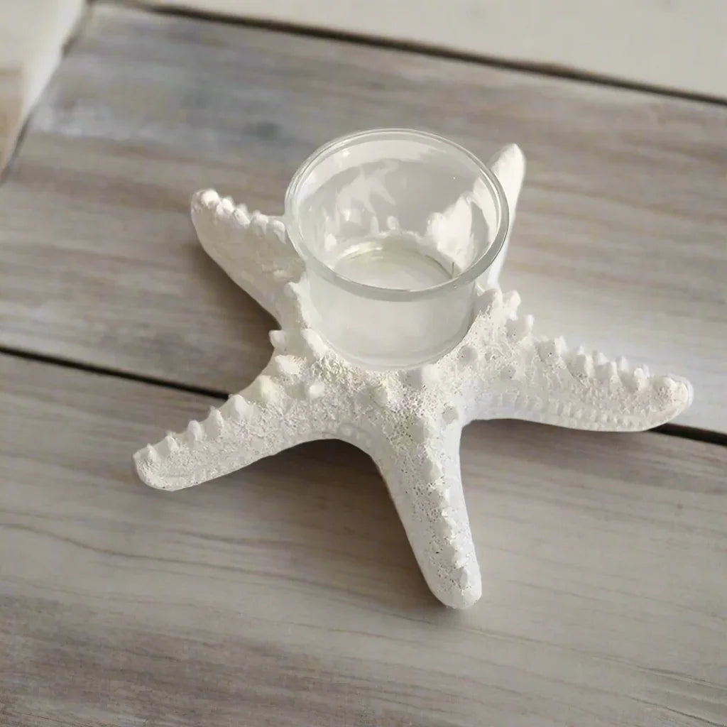 Starfish Candle Holder Coastal White Blue or Pink - The Renmy Store Homewares & Gifts