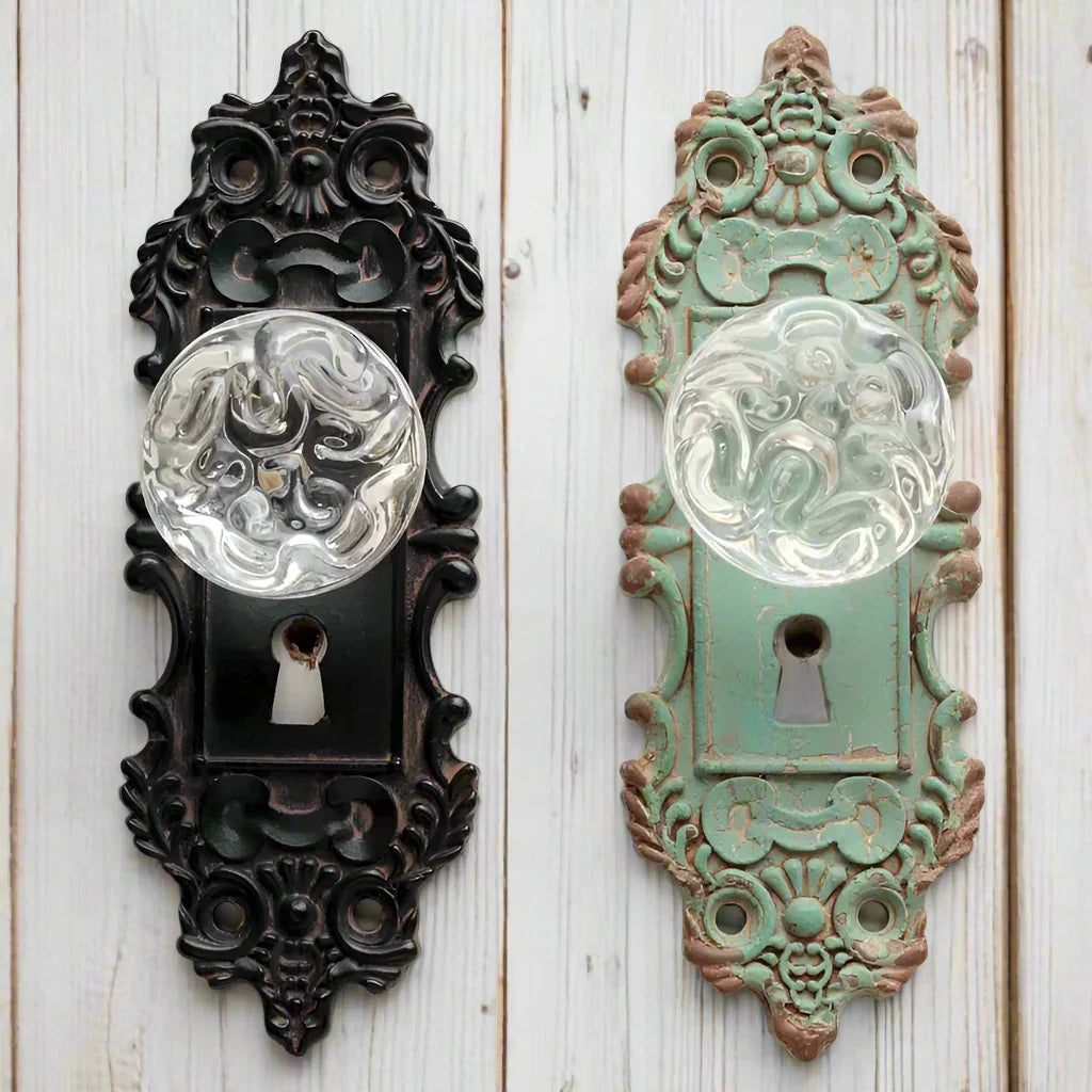 Door Hook Handles Vintage Black Green Metal