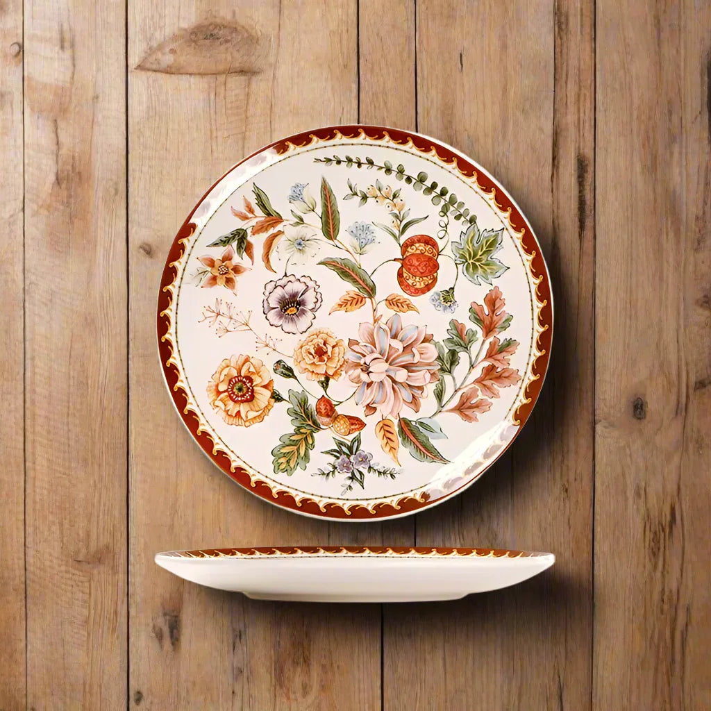 Plate Exquisite Floral Ceramic - The Renmy Store Homewares & Gifts