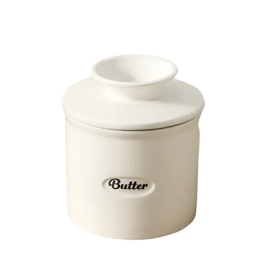Butter Crock Retro Vintage White Ceramic Butter Cup
