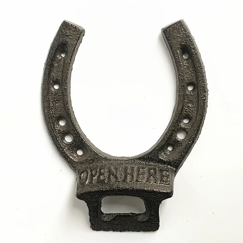 Cast Iron Horseshoe Bottle Opener | Wall Mounted Rustic Beer Opener | Vintage Bar, Shed & Pub Decor