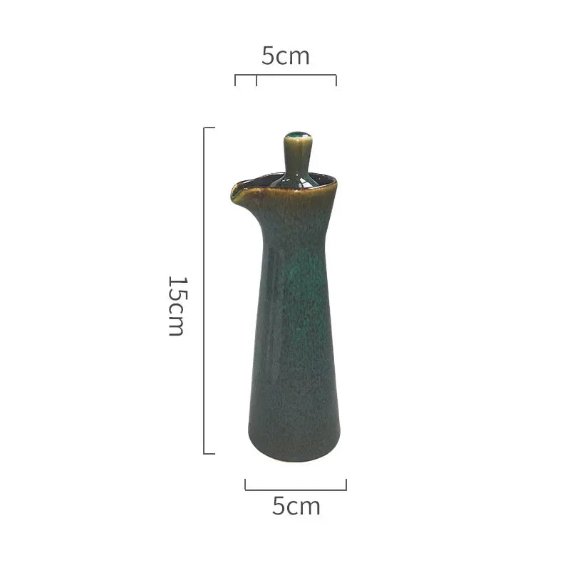 Bottle Jug Liquid Dispenser Ceramic Olive Vinegar - The Renmy Store Homewares & Gifts