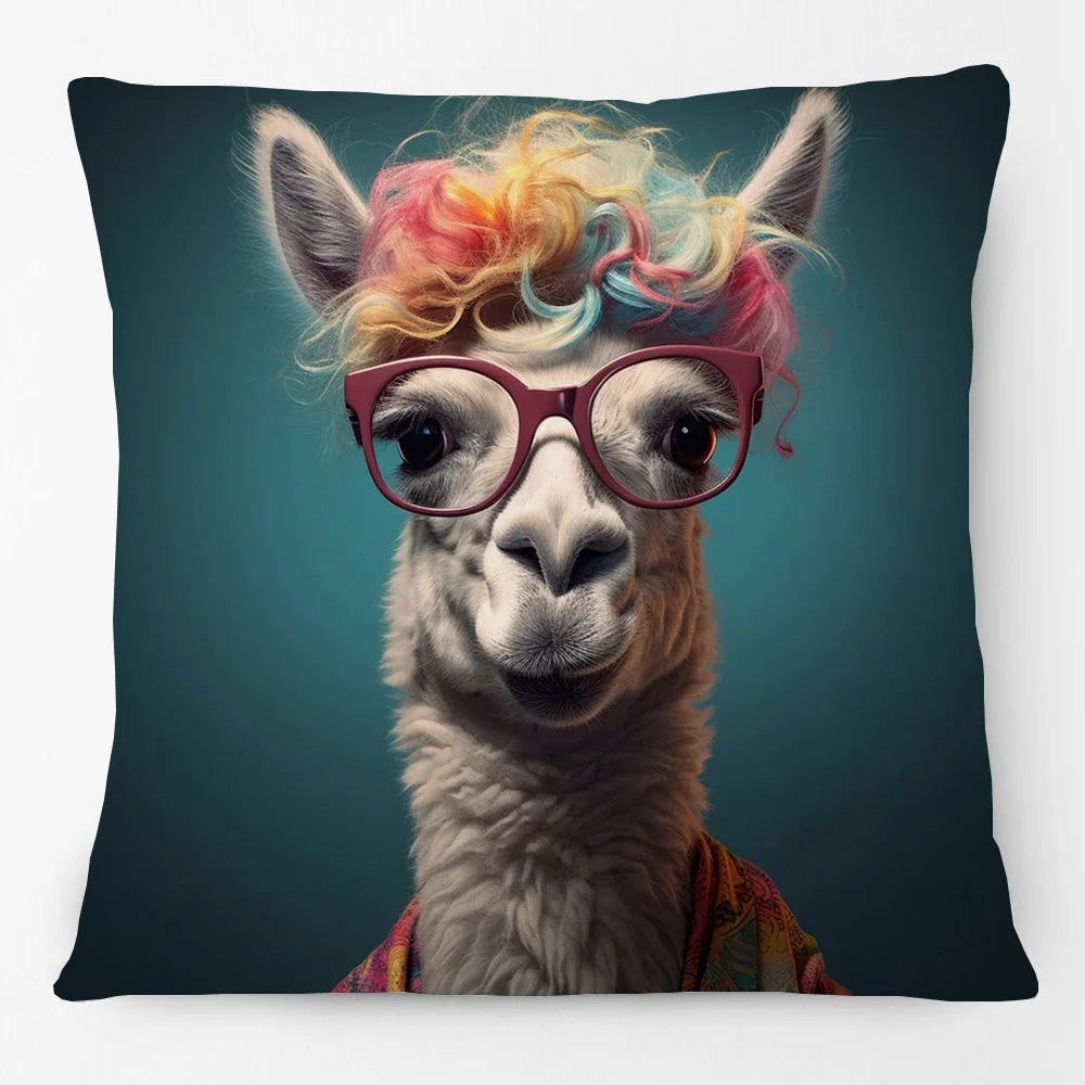 Cushion Cover Funky Farm Vintage Animals | Fox Highland Cow Sheep Alpaca Goat Donkey Horse