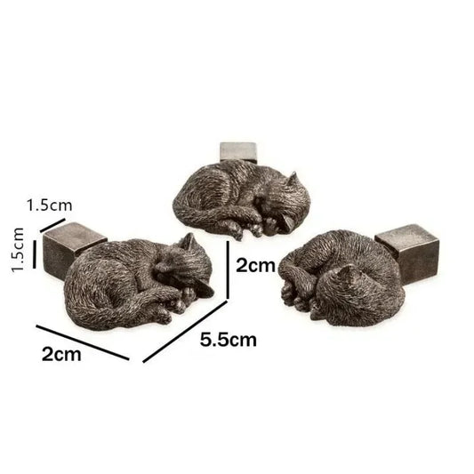 Cat Kitty Sleeping Pot Feet Set of 3 - Small Planter Pot Raisers