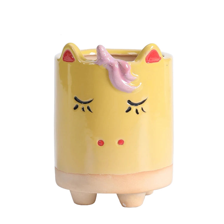 Pot Planter Garden Yellow Unicorn