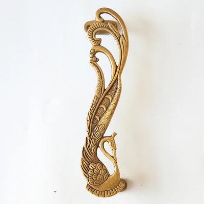 Solid Brass Peacock Door Handle | Vintage Phoenix Pull Handle | Wardrobe, Cabinet & Front Door