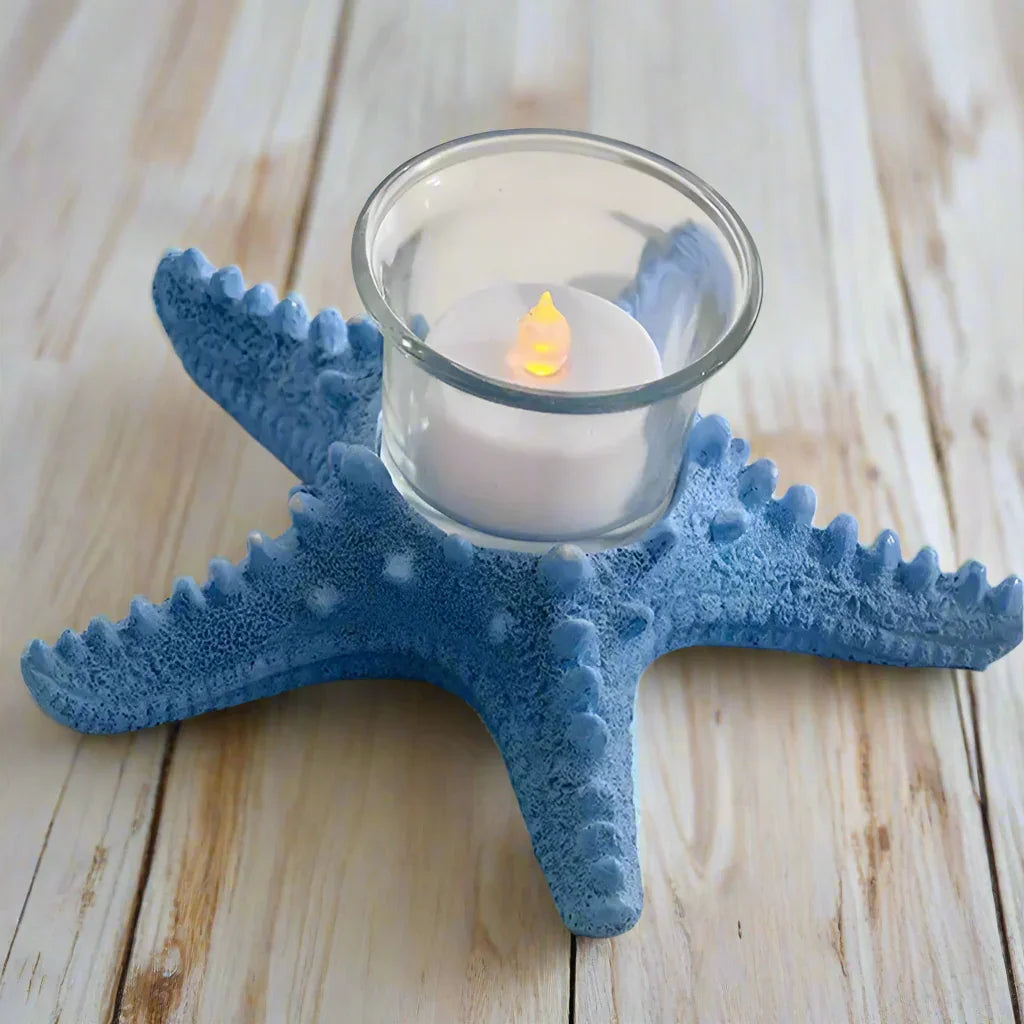 Starfish Candle Holder Coastal White Blue or Pink - The Renmy Store Homewares & Gifts