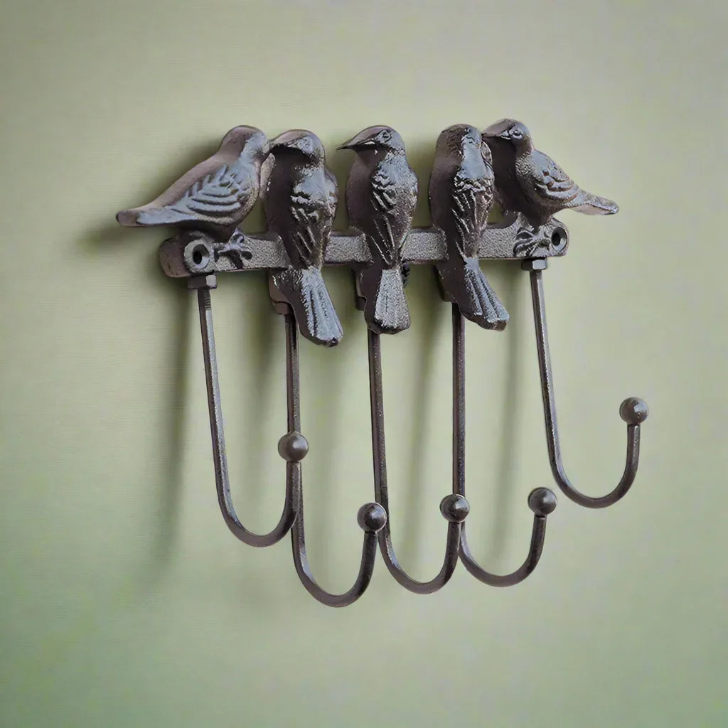 Hook Bird Five Vintage Rustic Cast Iron
