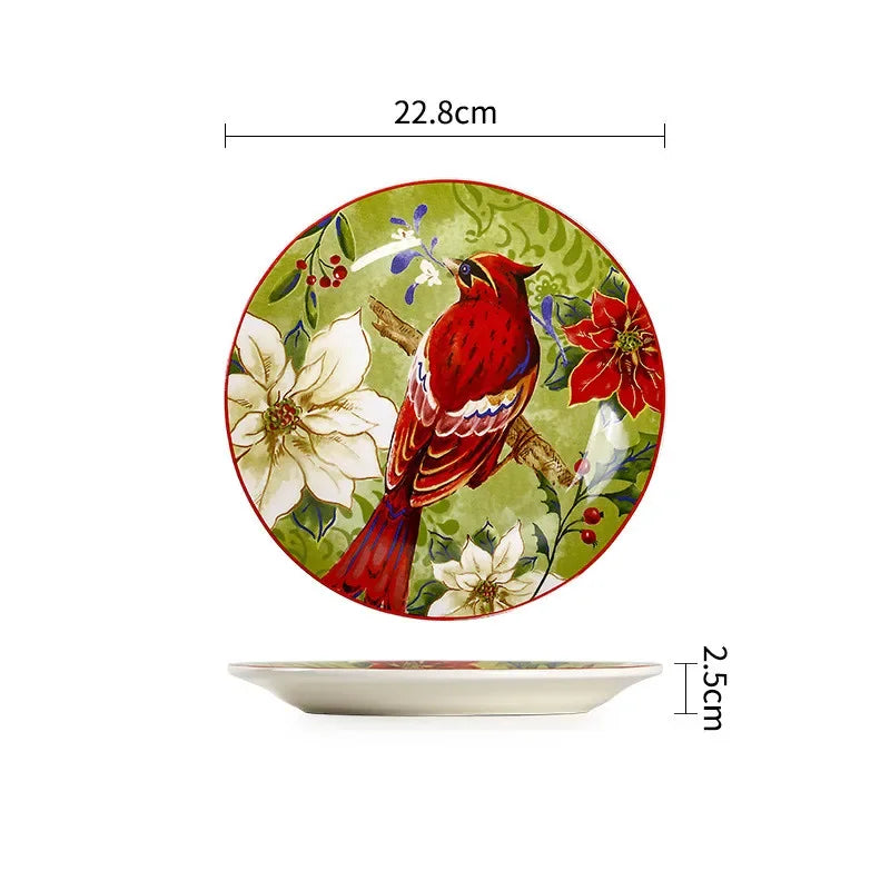 Exquisite Ceramic Plates Round Steak Dinner Pasta Plate Underglaze Colour dishware Kitchen Accessories Home Salad Plate - The Renmy Store Homewares & Gifts