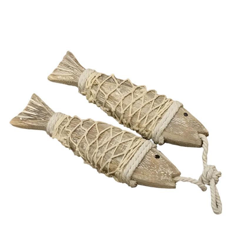 2pcs Hand Carved Wood Fish Decoration - The Renmy Store Homewares & Gifts