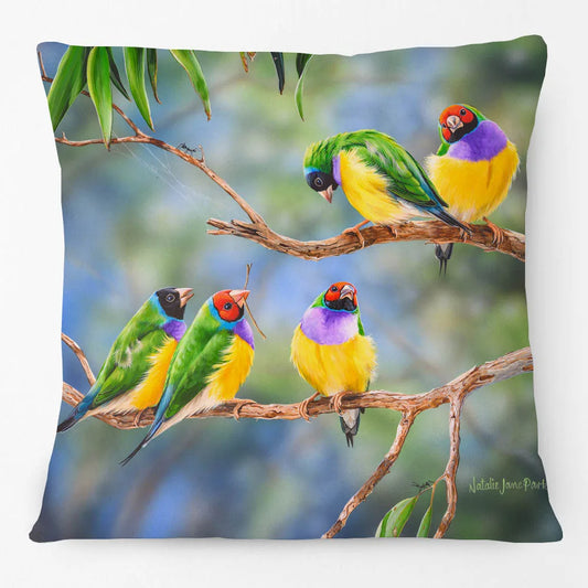 Australian Wildlife Cushion Cover | Koala Kookaburra Wren Finch Cockatoo | 45cm | Aussie Gift