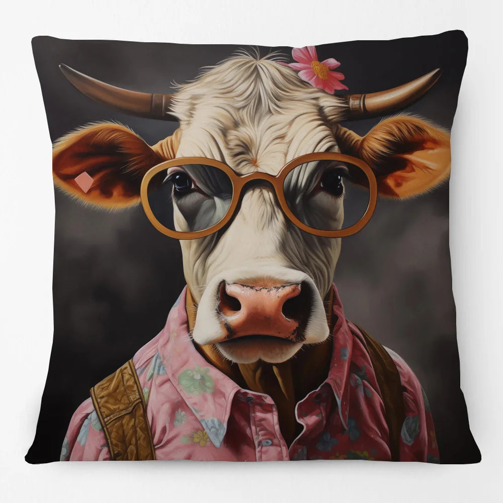 Cushion Cover Funky Farm Vintage Animals | Fox Highland Cow Sheep Alpaca Goat Donkey Horse