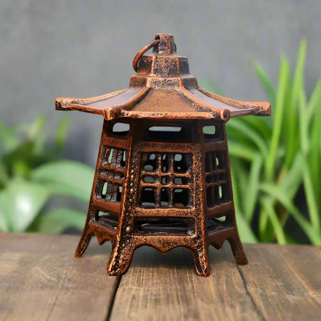 Candle Holder Lantern Asian Copper Rustic Cast Iron