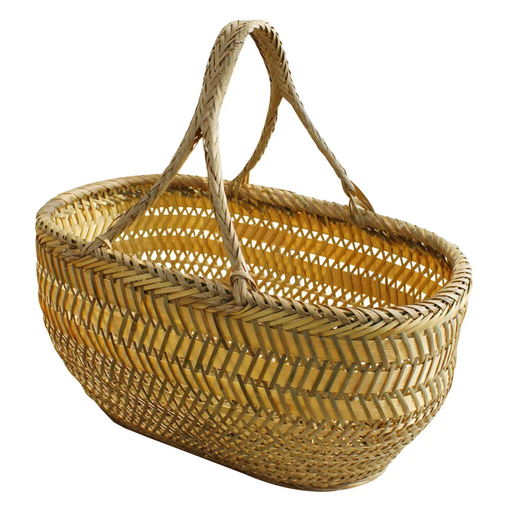 Basket Bamboo Garden Harvest Shopping