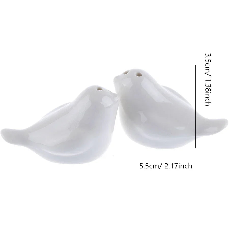 Salt & Pepper Shaker Set French White Bird Design - 12.2cm x 5cm x 4cm