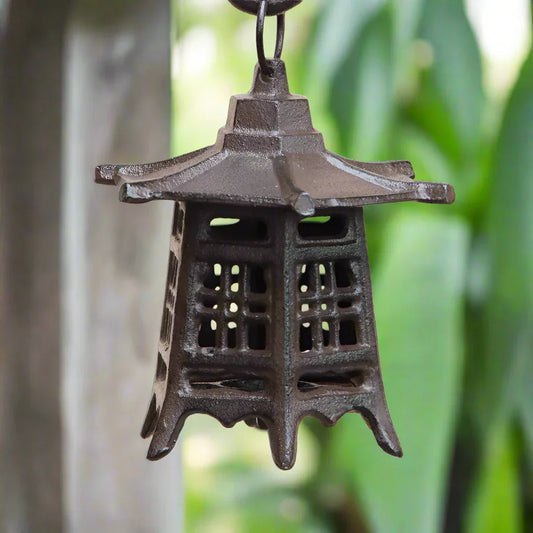 Candle Holder Lantern Asian Style Rustic Vintage Cast Iron