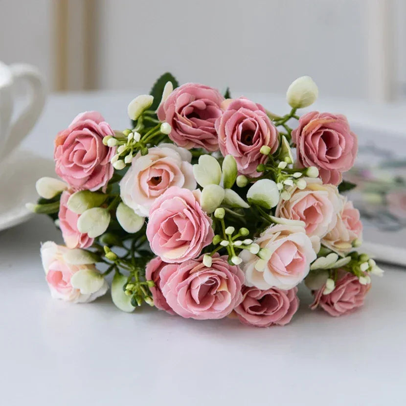 Rose 15 Bouquet Vase Decoration Artificial Flower