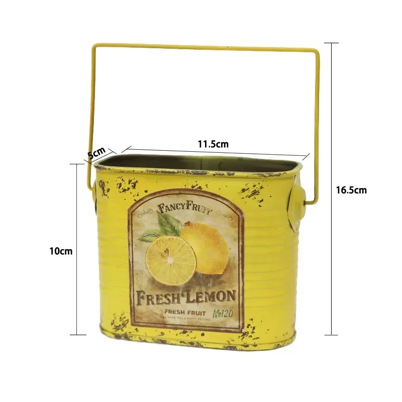 Planter Pot Square Retro Metal Ironwork Plant Vase Garden