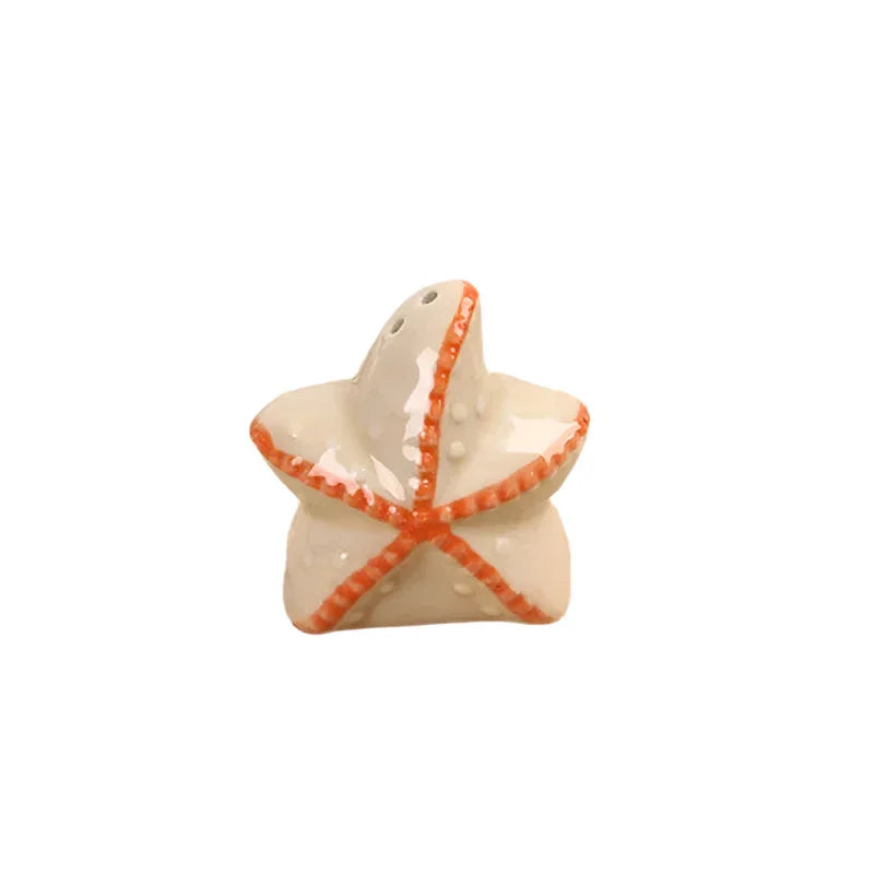 Salt Pepper Shaker Set Starfish Shell Ceramic - The Renmy Store Homewares & Gifts
