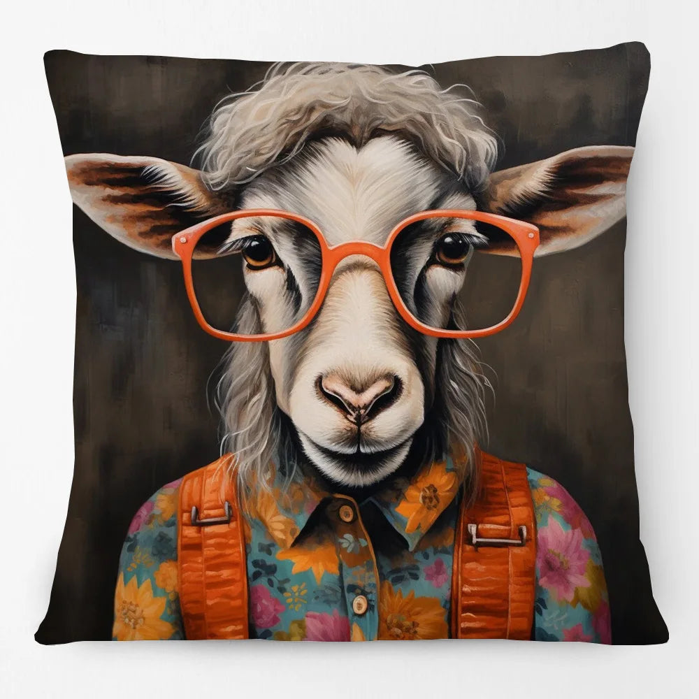 Cushion Cover Funky Farm Vintage Animals | Fox Highland Cow Sheep Alpaca Goat Donkey Horse