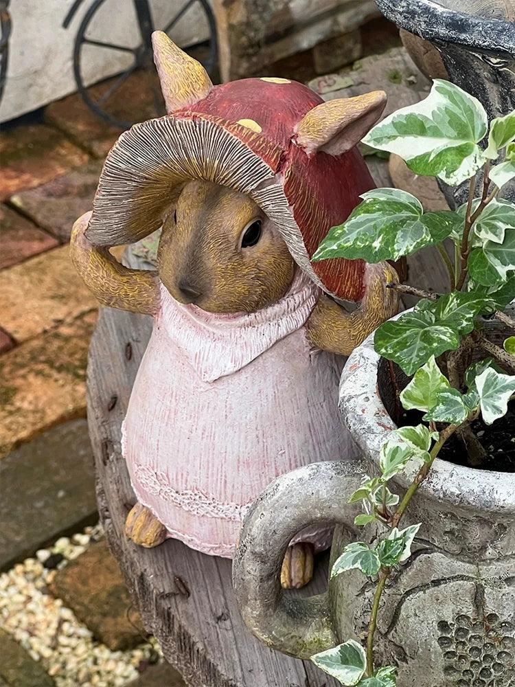 Rabbit with Mushroom Hat Ornament